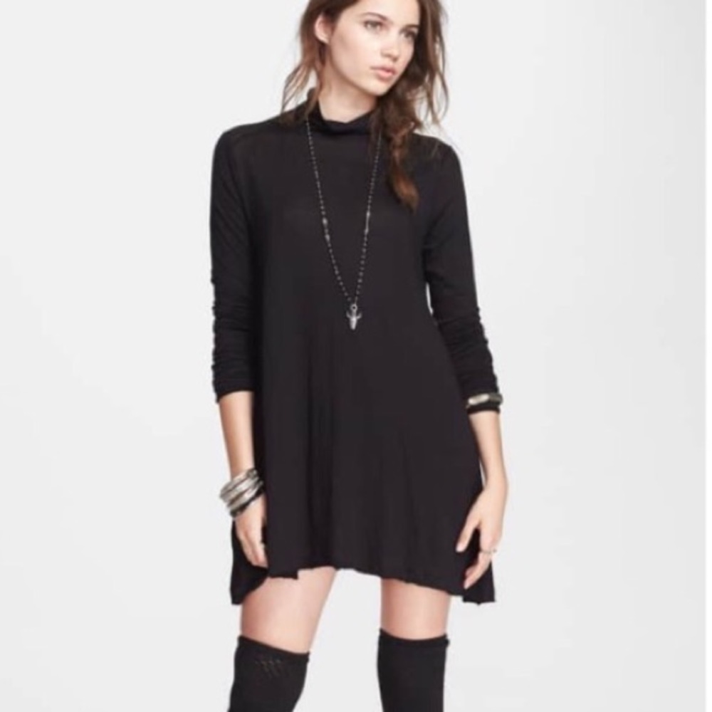 Free People Black Mock Neck Tunic XS